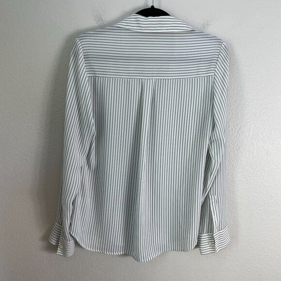 Express Womens Small Striped Button Up Blouse Roll Tab Sleeves Shirt Top - Picture 7 of 8